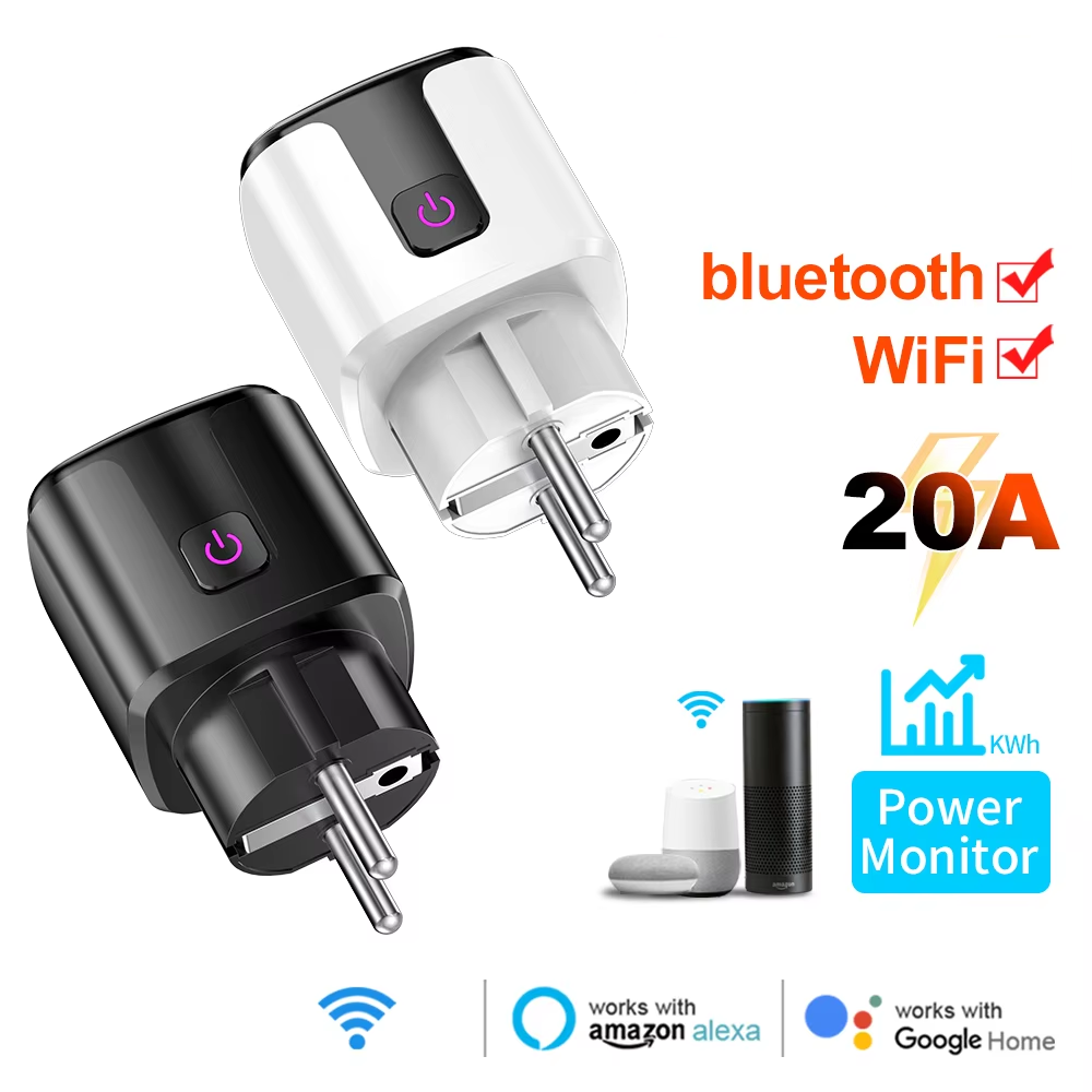 Home Cinema Alexa - Smart 20A EU-stekker WiFi+Bluetooth-aansluiting met energiemonitoring