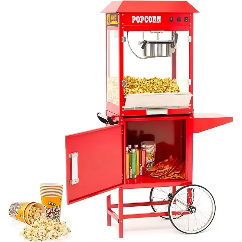 Popcorn Machine Home - Mobiele popcornmachine van roestvrij staal, 1400